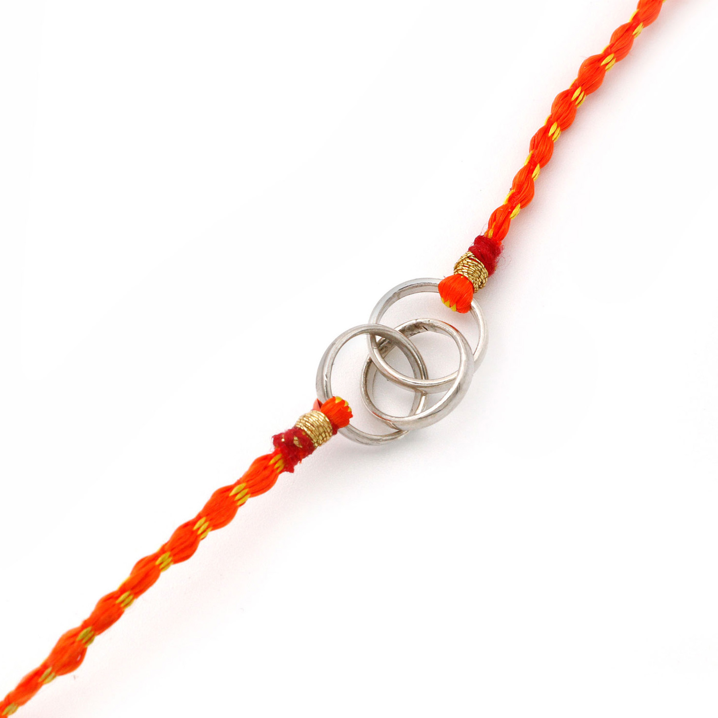 Three Linked Silver Circle Rakhi