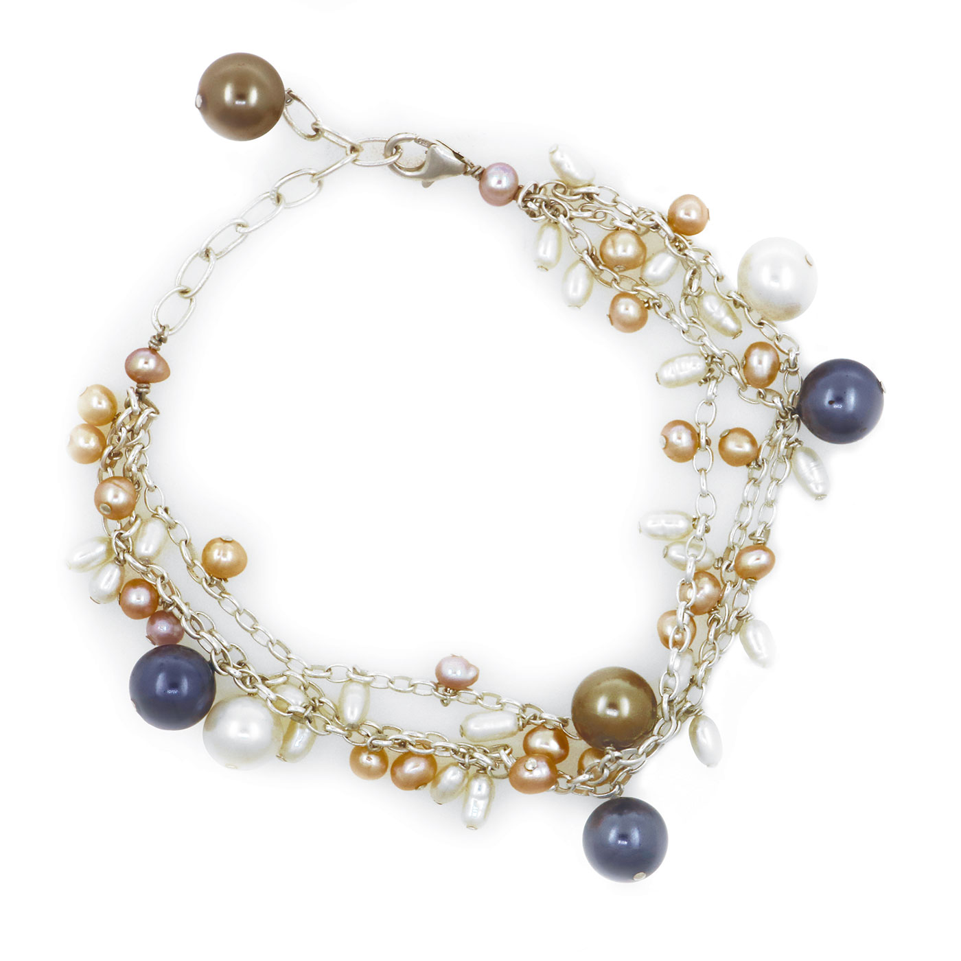 Three Layered Multi Coloured Lilly Pearl Bracelet