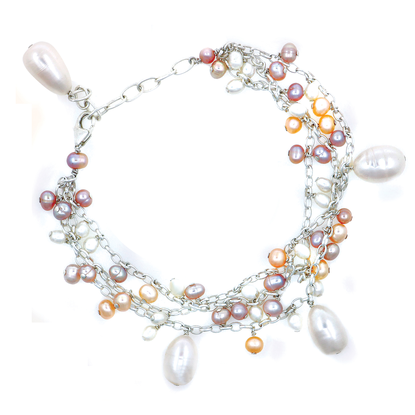 Three Layered Multi Coloured Pearly Beach Bracelet