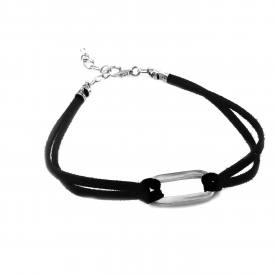 Hollow Oval Black Leather Bracelet For Men