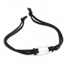 Hollow Oval Black Tie-Up Leather Bracelet For Men