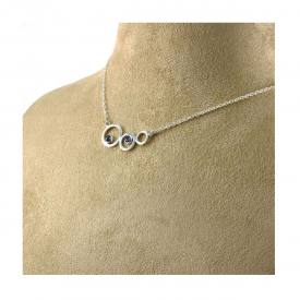 Three Hollow Circle Blue Sapphire Choker Necklace