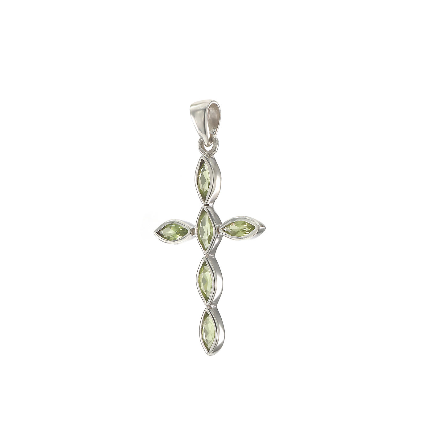 Silver Peridot Cross Pendant
