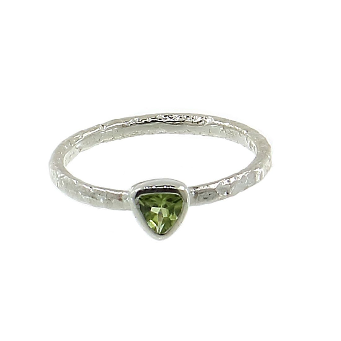 Textured Trillion Peridot Stackable Ring