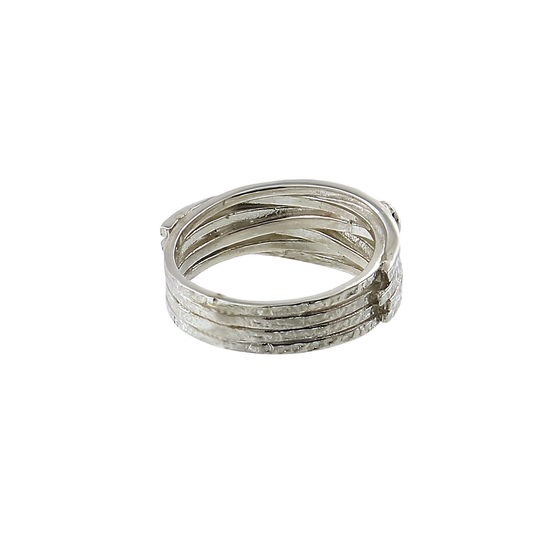 Bunch Of Hammered Silver Interlocking Peridot Ring