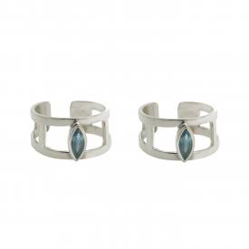 Wide Open Blue Marquise Adjustable Toe Ring